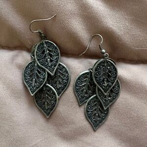 dark grey feather earrings